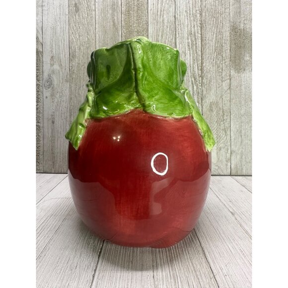 Vintage Large Ceramic Apple Shaped Beverage Pitcher 7” Tall 9” Wide With Handle - Picture 2 of 11